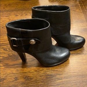 Coach Black leather heel ankle boots